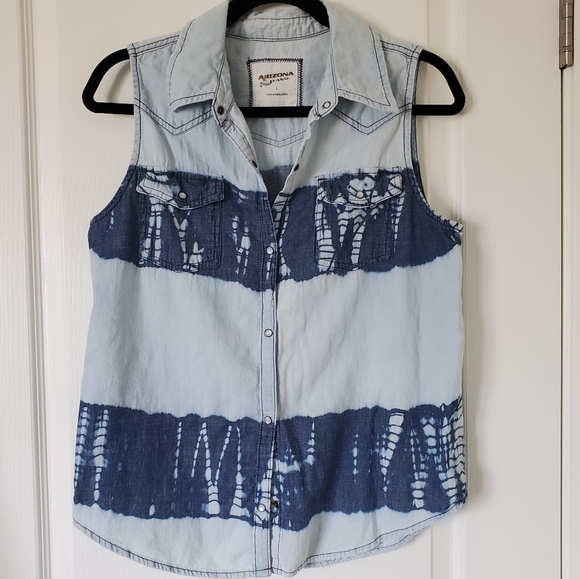 ARIZONA JEANS Tie Dye Denim Shirt Sz. L - Picture 1 of 4